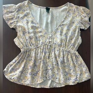 Wild Fable Yellow and Purple Floral Blouse